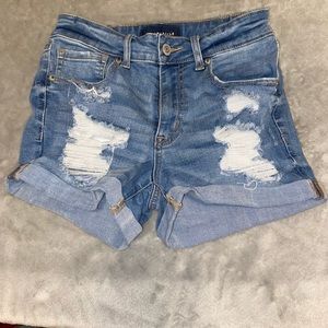 Aeropostale blue ripped denim shorts